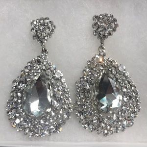 Silver and White Earrings
